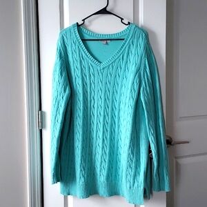 Women Within long sleeve v neck sweater 22/24 1x light green
